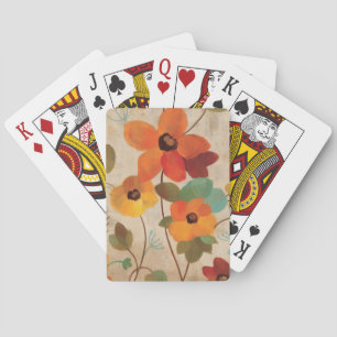Colourful Flowers on an Off White Background Playing Cards