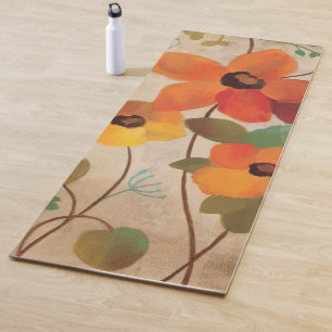 Colourful Flowers on an Off White Background Yoga Mat