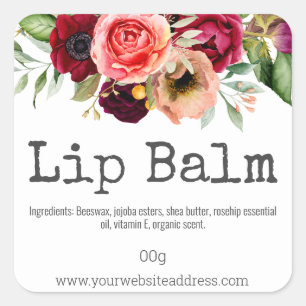 Colourful Flowers On White Lip Balm Tube Labels