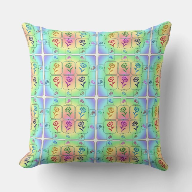 Colourful Flowers Outdoor Pillow (Front)