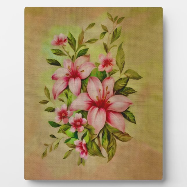 Colourful Flowers Painted With Acrylic Background Plaque (Front)