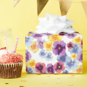 Colourful Flowers Pansy Pattern Elegant Boho Flora Wrapping Paper