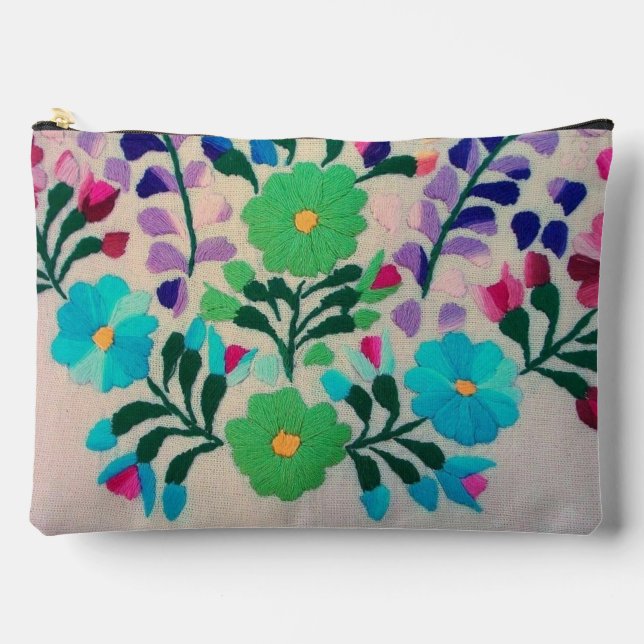Colourful Flowers Pattern Accessory Pouch (Front)