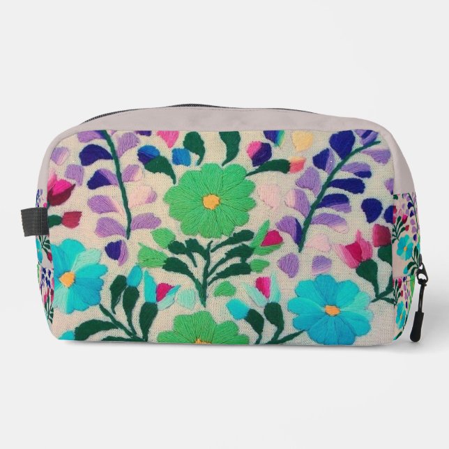 Colourful Flowers Pattern Dopp Kit (Front)
