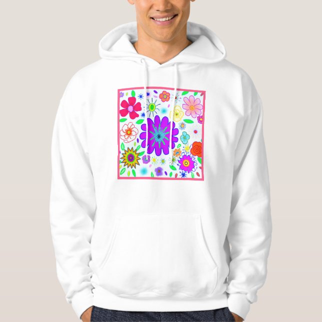 Colourful Flowers Pattern Hoodie (Front)