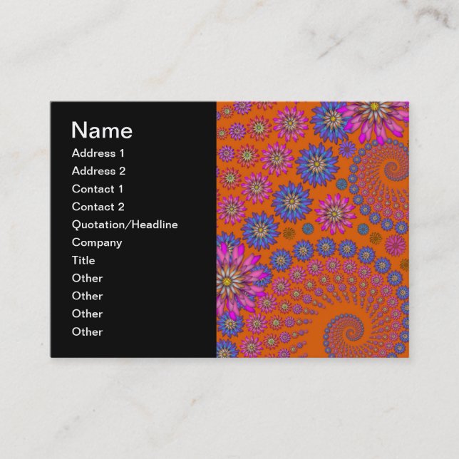 Colourful Flowers Pattern on Orange Business Card (Front)