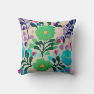 Colourful Flowers Pattern Throw Pillow