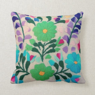 Colourful Flowers Pattern Throw Pillow