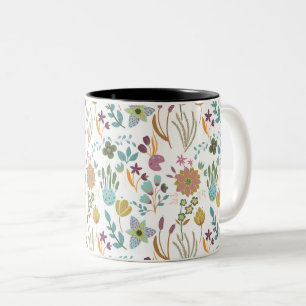 Colourful Flowers Pattern Two-Tone Coffee Mug