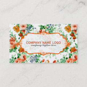 Colourful Flowers Pattern White Background Business Card