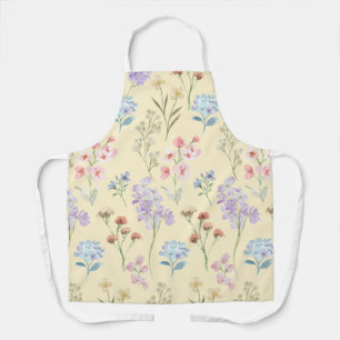 Colourful Flowers Pattern Yellow Apron