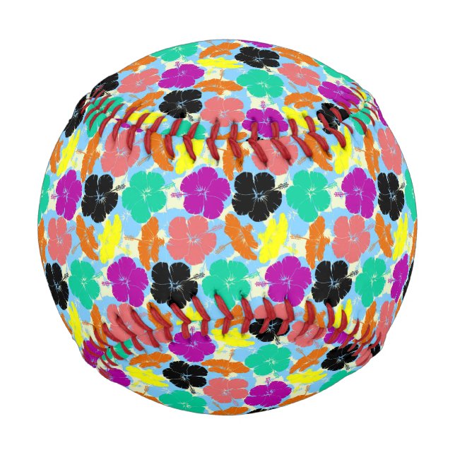 Colourful flowers patterns design baseball (Front)