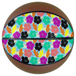 Colourful flowers patterns design basketball