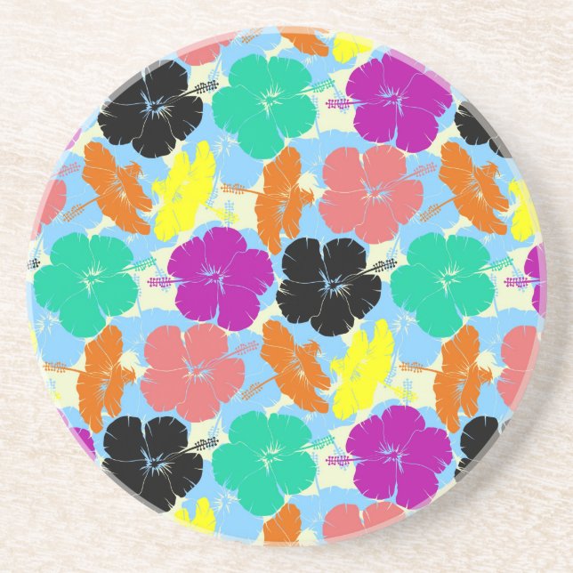 Colourful flowers patterns design coaster (Front)