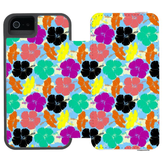 Colourful flowers patterns design incipio iPhone wallet case (Folio Open)