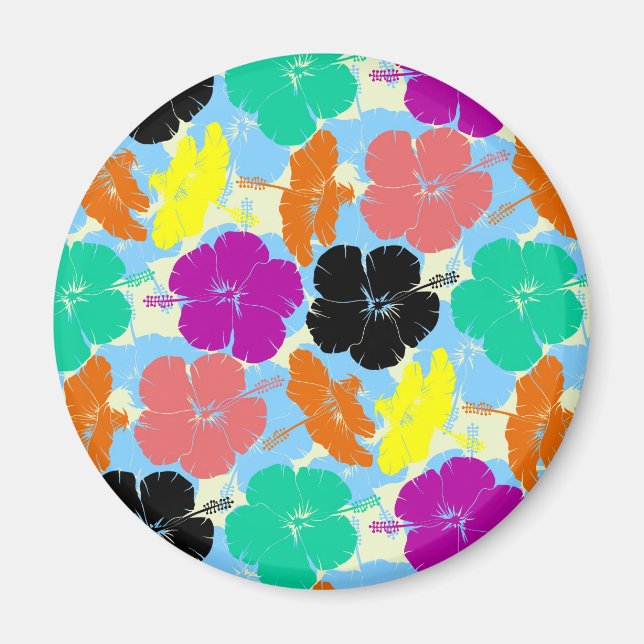 Colourful flowers patterns design magnet (Front)
