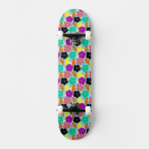 Colourful flowers patterns design skateboard