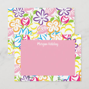 Colourful Flowers Personalized Note Cards