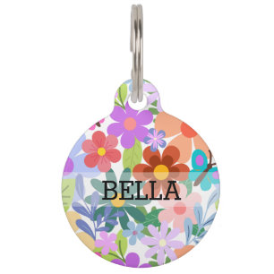 Colourful Flowers Pet Tag