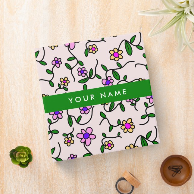 Colourful Flowers, Pink Background, Green Binder (In Situ)