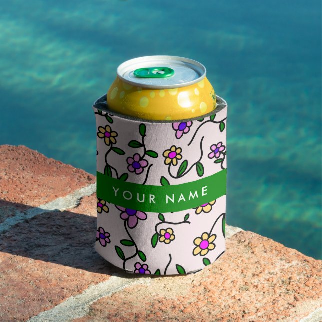 Colourful Flowers, Pink Background, Green Can Cooler (In Situ Pool)