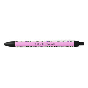 Colourful Flowers, Pink Background, Pink Black Ink Pen