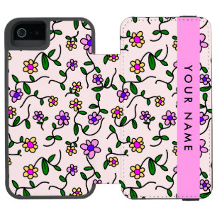 Colourful Flowers, Pink Background, Pink Incipio Watson™ iPhone 5 Wallet Case
