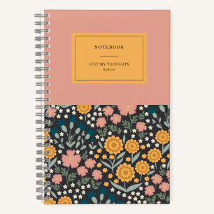 Colourful Flowers Pink Orange Quote Notebook