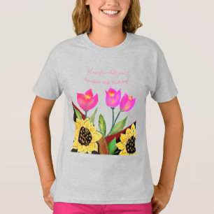 Colourful Flowers Pink Tulips & Yellow Sunflowers T-Shirt