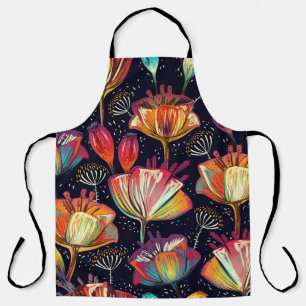 Colourful Flowers Plants Vintage Pattern Apron