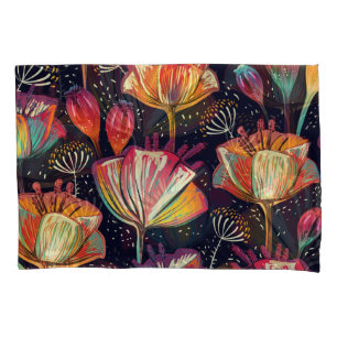 Colourful Flowers Plants Vintage Pattern Pillowcase