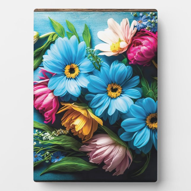 Colourful Flowers Plaque (Front)