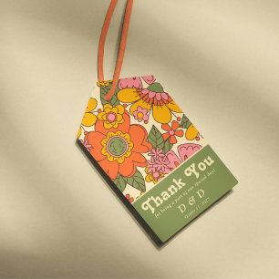 Colourful Flowers Retro Vintage Thank You Gift Tags