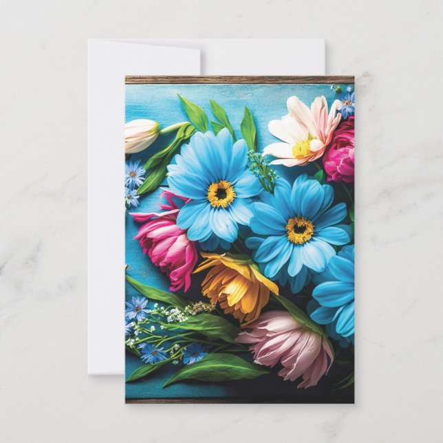 Colourful Flowers RSVP Card (Front)