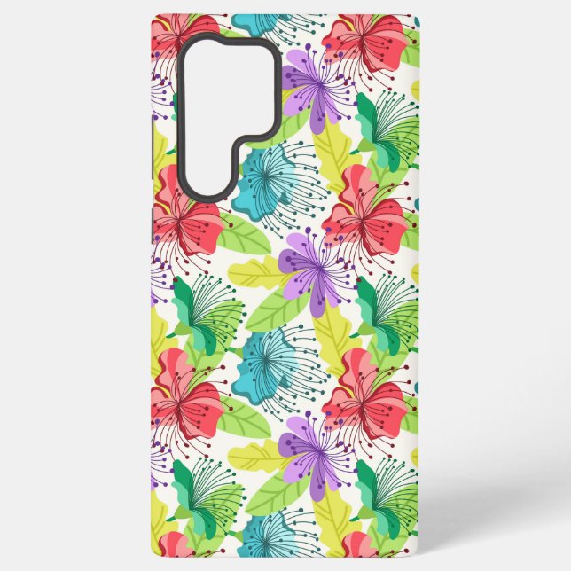 Colourful flowers seamless pattern samsung galaxy s22 ultra case (Back)