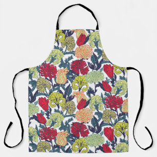 Colourful flowers: seamless white pattern. apron