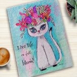 Colourful Flowers Siamese Cat Cute Illustration Fu Jigsaw Puzzle<br><div class="desc">This fun design was created using my original illustration of a Siamese cat with a colourful bouquet of flowers on her head in an array of pinks,  reds,  blues,  purples,  yellows,  orange,  and green vines.  It has a customizable quote that reads "live life in full bloom!".</div>