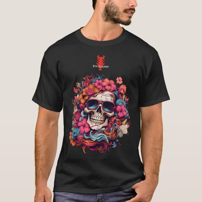 Colourful Flowers Skull Sunglasses | Ben Elkanar T-Shirt (Front)