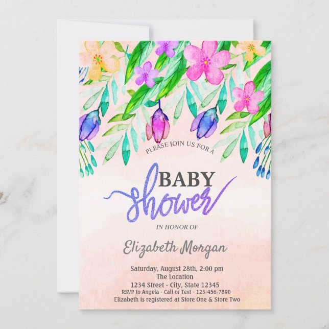 Colourful Flowers Spring Baby Shower Invitation (Front)