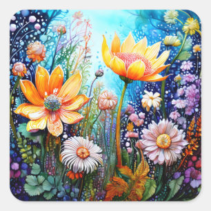 Colourful Flowers Stickers
