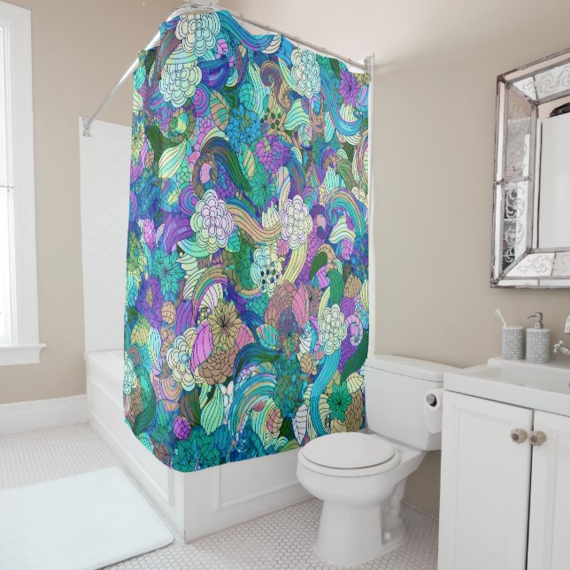 Colourful Flowers & Swirls Collage Pattern (In Situ)