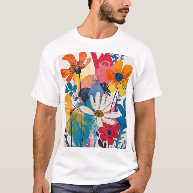 Colourful flowers T-Shirt (Front)