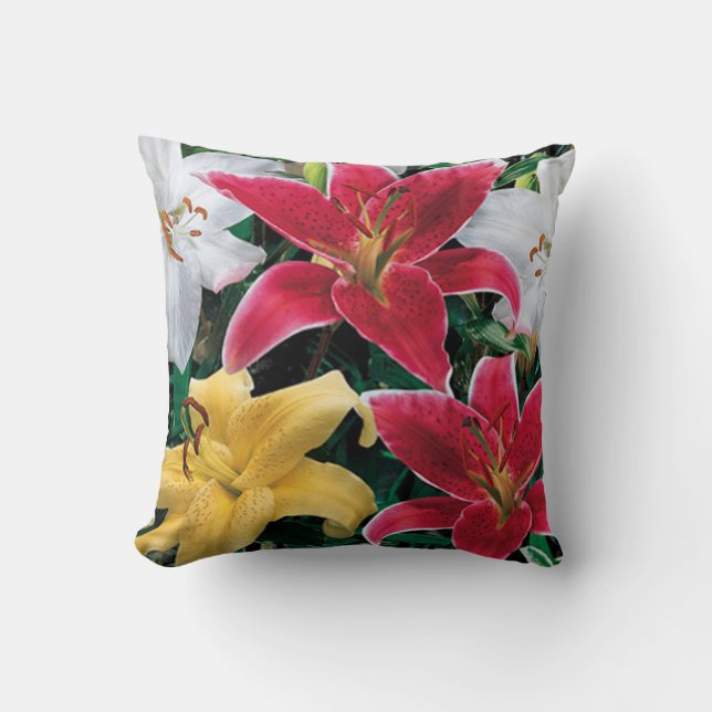 Colourful Flowers Throw Pillow (Front)