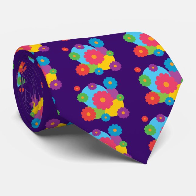 Colourful Flowers Tie (Rolled)