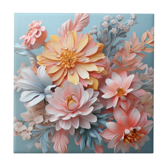 Colourful Flowers Tile (Front)