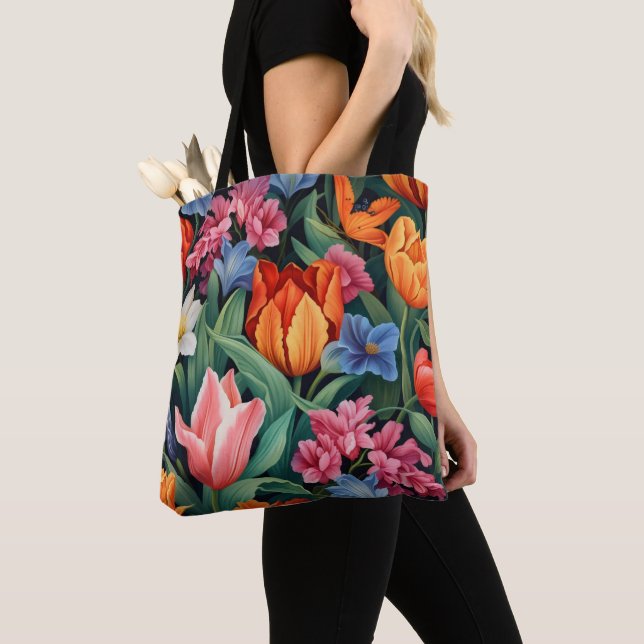 Colourful Flowers  Tote Bag (Close Up)