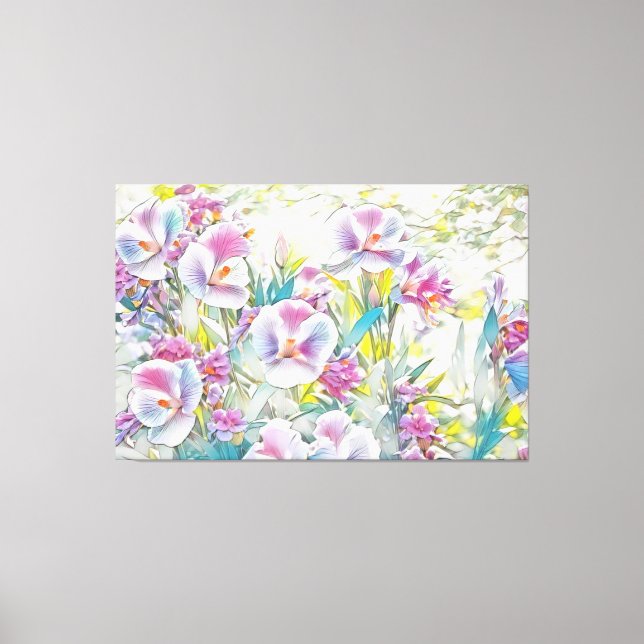 *~* Colourful Flowers TV2 Stretched Canvas Print (Front)