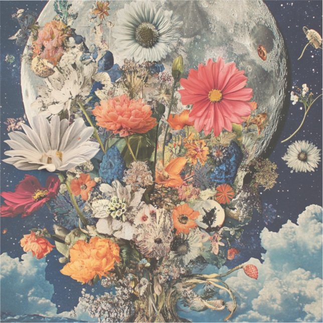 Colourful Flowers Under Full Moon (Front)