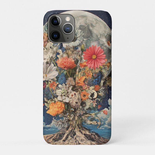 Colourful Flowers Under Full Moon Case-Mate iPhone Case (Back)