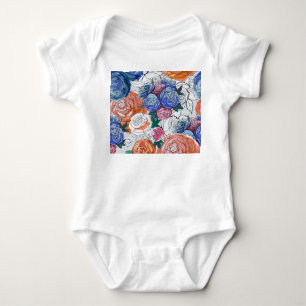 Colourful Flowers: Vibrant Seamless Pattern Baby Bodysuit